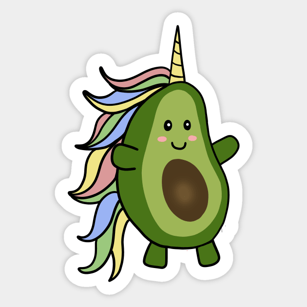 Cute Unicorn Avocado Lover Sticker by dukito